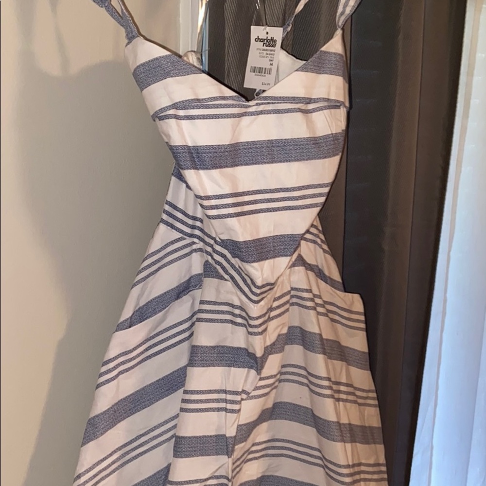 Blue and white dress